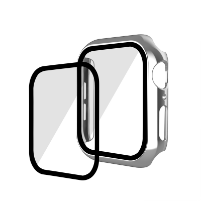 Scratch-Resistant Electroplated PC Case with Tempered Glass for iWatch Series 4/5/6/SE (40mm), Silver Scratch-Resistant Electroplated PC Case with Tempered Glass for iWatch Series 4/5/6/SE (40mm), Silver