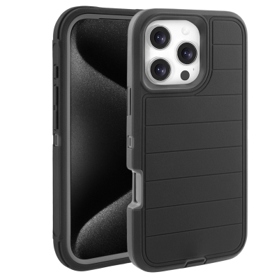  Durable Striped Texture Phone Case for iPhone 16 Pro Max, Black