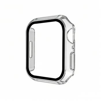 PC Case with Built-in Tempered Glass for iWatch Series 7/8/9 (41mm), Clear