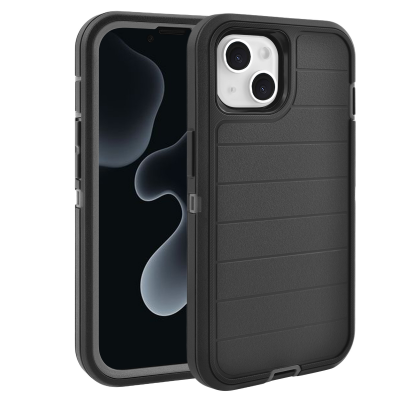  Durable Striped Texture Phone Case for iPhone 14, Black