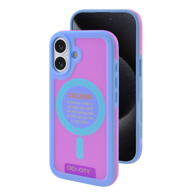  Y2K Dopamine Color Block Magnetic Case for iPhone 17 Max, Light Blue and Light Purple