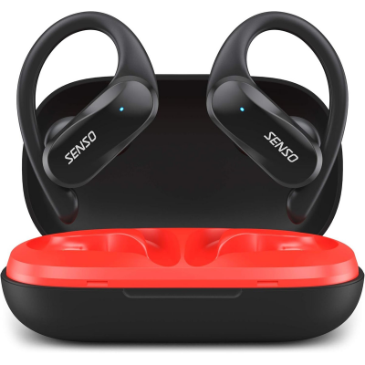  Senso Wireless Earbuds - for Workout Noise Cancelling Sweatproof Ear Buds with Mic 40 Hours, Black