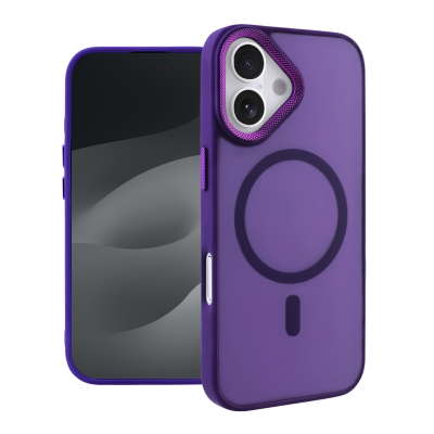  2300G Magnetic Phone Case for iPhone 17 - Electroplated Grid Lens and Buttons, Purple