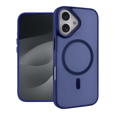  2300G Magnetic Phone Case for iPhone 17 - Electroplated Grid Lens and Buttons, Dark Blue