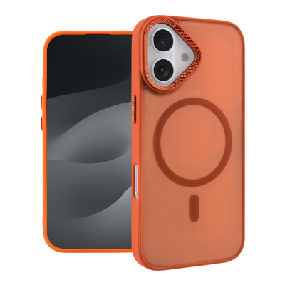  2300G Magnetic Phone Case for iPhone 17 - Electroplated Grid Lens and Buttons, Orange