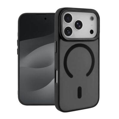  2300G Magnetic Phone Case for iPhone 17 Pro - Electroplated Grid Lens and Buttons, Black