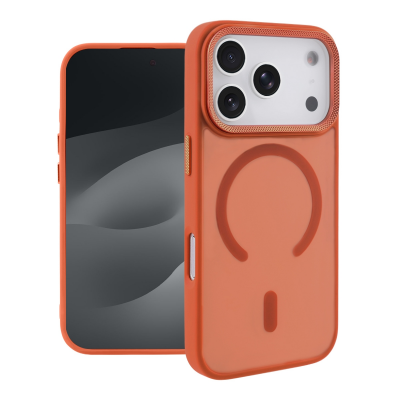  2300G Magnetic Phone Case for iPhone 17 Pro - Electroplated Grid Lens and Buttons, Orange