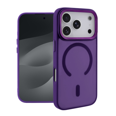  2300G Magnetic Phone Case for iPhone 17 Pro Max - Electroplated Grid Lens and Buttons, Purple