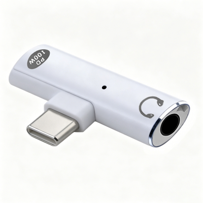  100W-PD-Charging-Adapter-and-3.5mm-Headphone-Jack,-White
