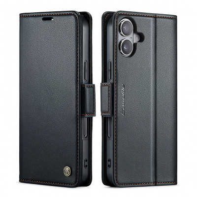  Flip Phone Case for iPhone 17 with Butterfly Buckle - RFID Blocking Anti, Black