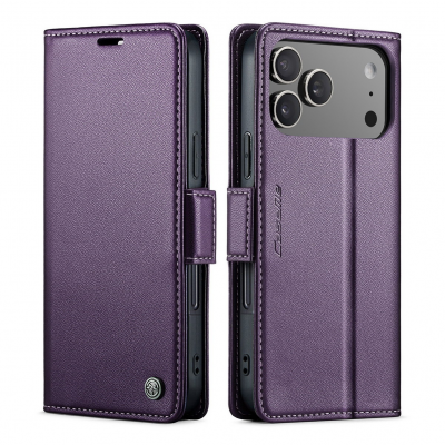  Flip Phone Case for iPhone 17 Pro with Butterfly Buckle - RFID Blocking Anti, Purple