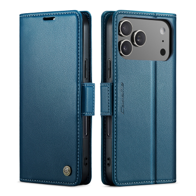  Flip Phone Case for iPhone 17 Pro Max with Butterfly Buckle - RFID Blocking Anti, Blue