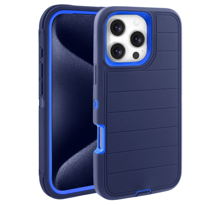  Durable Striped Texture Phone Case for iPhone 16 Pro, Blue