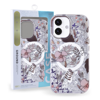 Floral Magnetic Case for iPhone 17 – Brown Magnetic Flower Cover