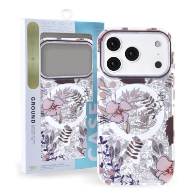   Floral Magnetic Case for iPhone 17 Pro – Brown Magnetic Flower Cover