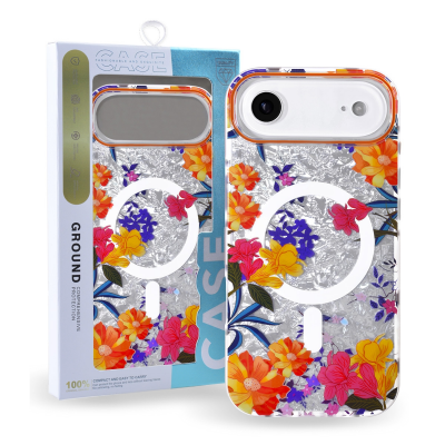  Floral Magnetic Case for iPhone Air – Orange Magnetic Flower Cover