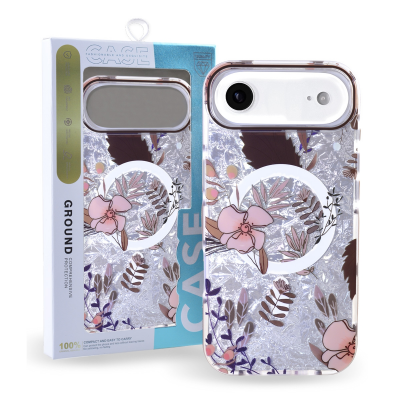  Floral Magnetic Case for iPhone Air – Brown Magnetic Flower Cover