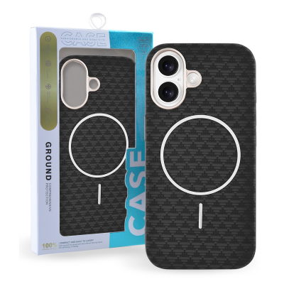  Carbon Fiber Magnetic Case for iPhone 16 – Slim Non-slip Black