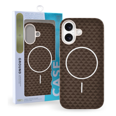  Carbon Fiber Magnetic Case for iPhone 16 – Slim Non-slip Gold