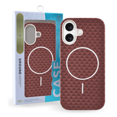  Carbon Fiber Magnetic Case for iPhone 16 – Slim Non-slip Red