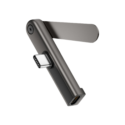 Foldable Stand Design USB-C Charging Adapter, Gray