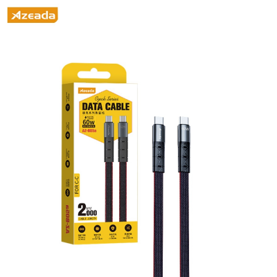 azeada 2m 60w usb-c to usb-c braided fast charging cable - black