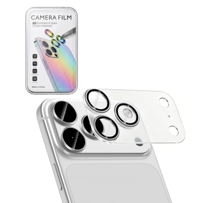 AF+AF Clear Back Camera Tempered Glass with Metal Ring for iPhone 17 Pro Max - Silver