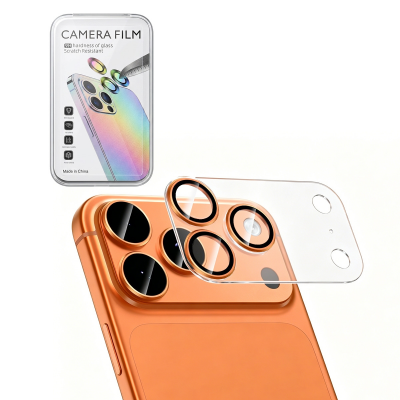 AR+AF Clear Back Camera Tempered Glass with Metal Ring for iPhone 17 Pro Max - Cosmic Orange