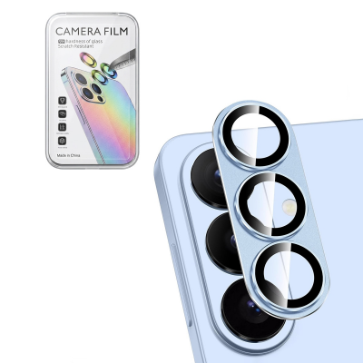 AR+AF Back Camera Tempered Glass with Metal Ring for Samsung Galaxy S26/S26 Plus (Sky Blue)