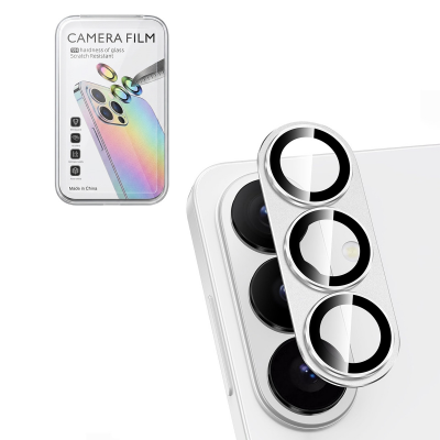 AR+AF Back Camera Tempered Glass with Metal Ring for Samsung Galaxy S26/S26 Plus (White)