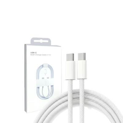 60W braided USB C cable white