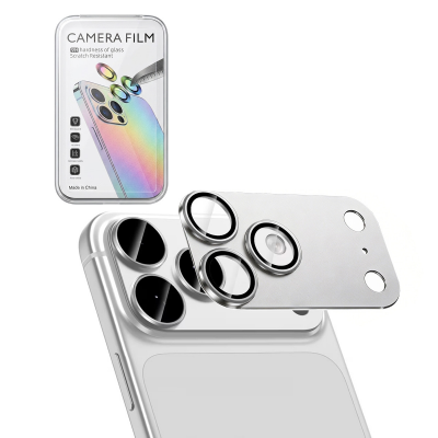 iPhone 17 Pro Max Camera Lens Protector Silver, AR Tempered Glass, Matte Metal Frame