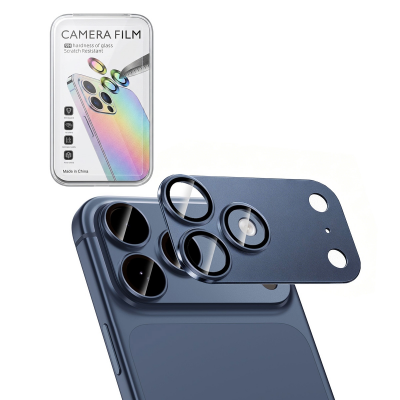 iPhone 17 Pro Max Camera Lens Protector Deep Blue, AR Tempered Glass, Matte Metal Frame