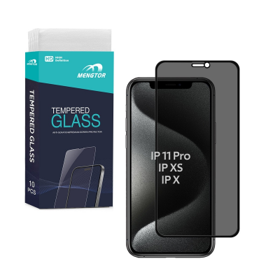 iPhone 11 Pro Privacy Tempered Glass 10 Pack Front View, Wholesale Screen Protector