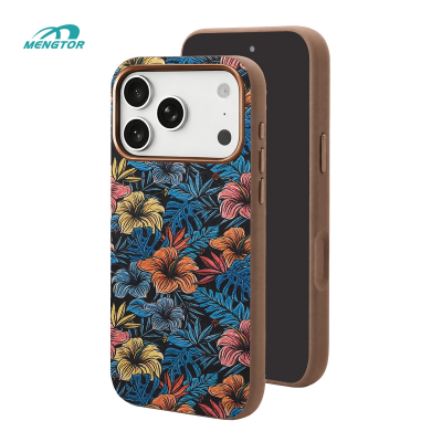 Mengtor Midnight Tropic Pattern 3200Gs Magnetic Cork Phone Case for iPhone 17 Pro