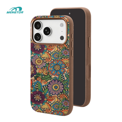 Mengtor Boho Garden Pattern 3200Gs Magnetic Cork Phone Case for iPhone 17 Pro
