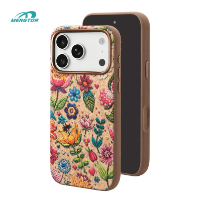 Mengtor Spring Meadow Pattern 3200Gs Magnetic Cork Phone Case for iPhone 17 Pro