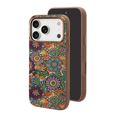 Boho Garden Pattern 3200Gs Magnetic Cork Phone Case for iPhone 17 Pro