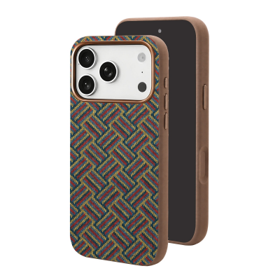 Indigo Weave Pattern 3200Gs Magnetic Cork Phone Case for iPhone 17 Pro Max