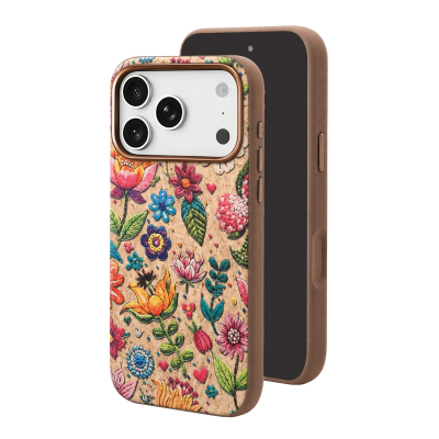 Spring Meadow Pattern 3200Gs Magnetic Cork Phone Case for iPhone 17 Pro Max