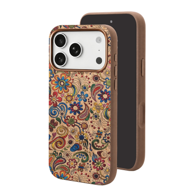 Vintage Bloom Pattern 3200Gs Magnetic Cork Phone Case for iPhone 17 Pro