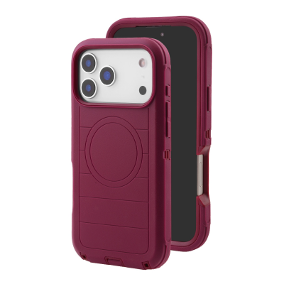  Durable Striped Texture Phone Case for iPhone 17 Pro, Cherry Red