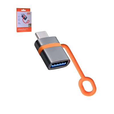 USB-A to USB-C Adapter Black, Silicone Hook, Reversible Connector, High-Speed Data Transfer