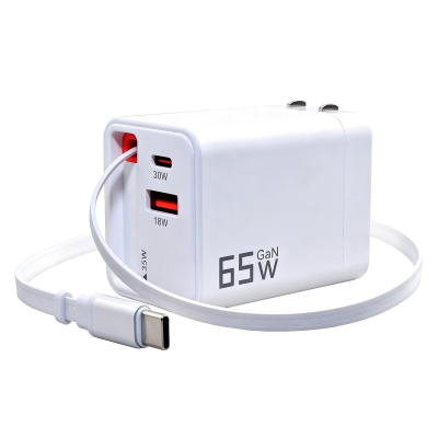 pd-35w black fast charger with cable and multiple ports