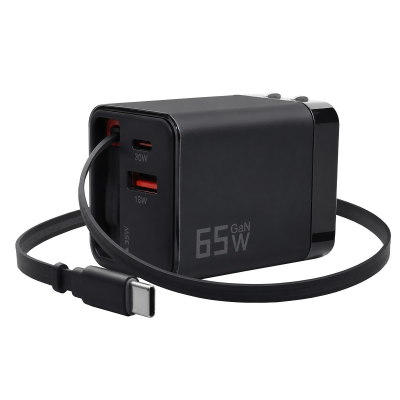 pd-35w black fast charger with cable and multiple ports