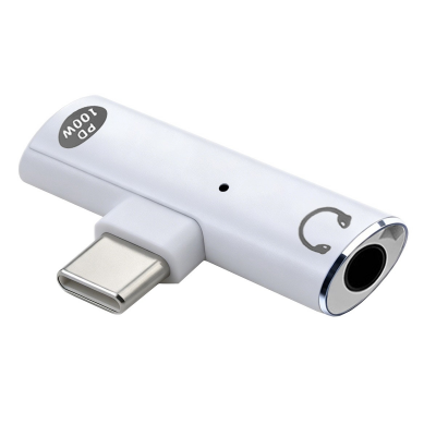  100W-PD-Charging-Adapter-and-3.5mm-Headphone-Jack,-White