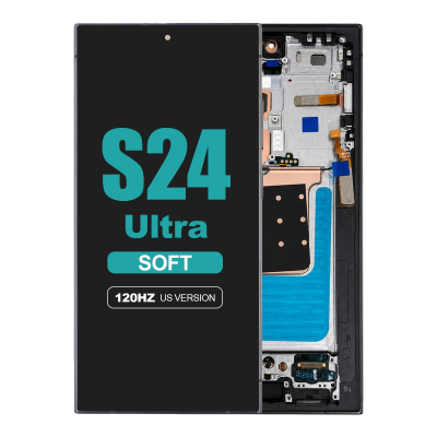 samsung galaxy s24 ultra 5g sm s928u soft oled flat display with titanium black frame