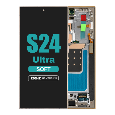 samsung galaxy s24 ultra 5g sm s928u soft oled flat display with titanium yellow frame