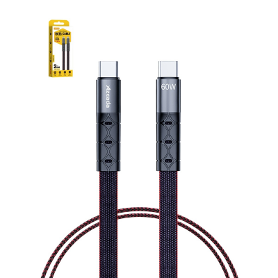 azeada 2m 60w usb-c to usb-c braided fast charging cable - black