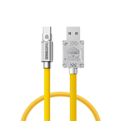 yellow USB-A to USB-C fast charge cable